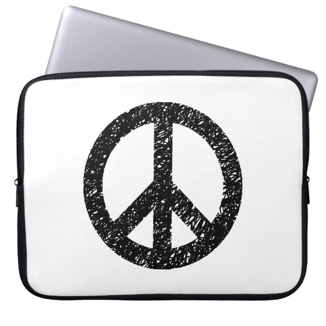 Scribble Stenciled Peace Symbol Laptopschutzhülle (Vorderseite)