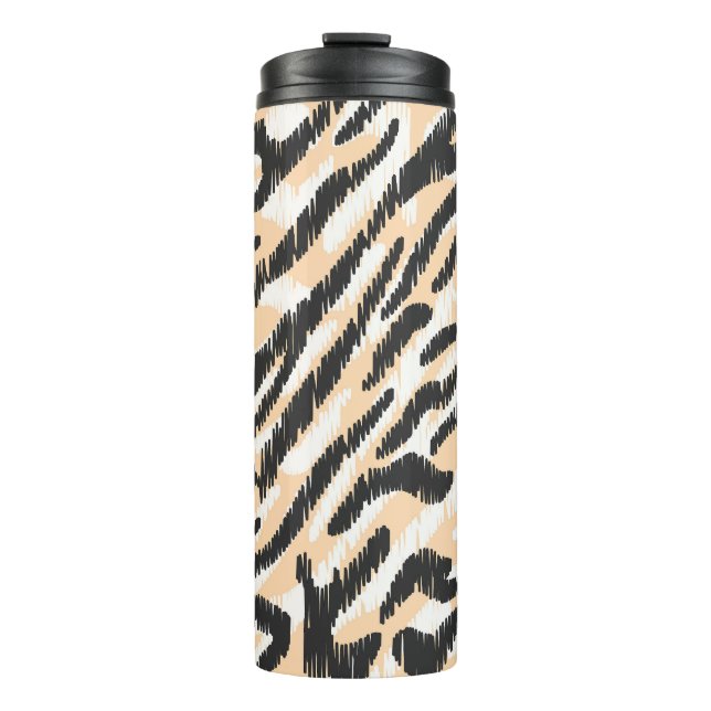 Scribble Zebra Leopard: Vintager Pelz Thermosbecher (Vorderseite)