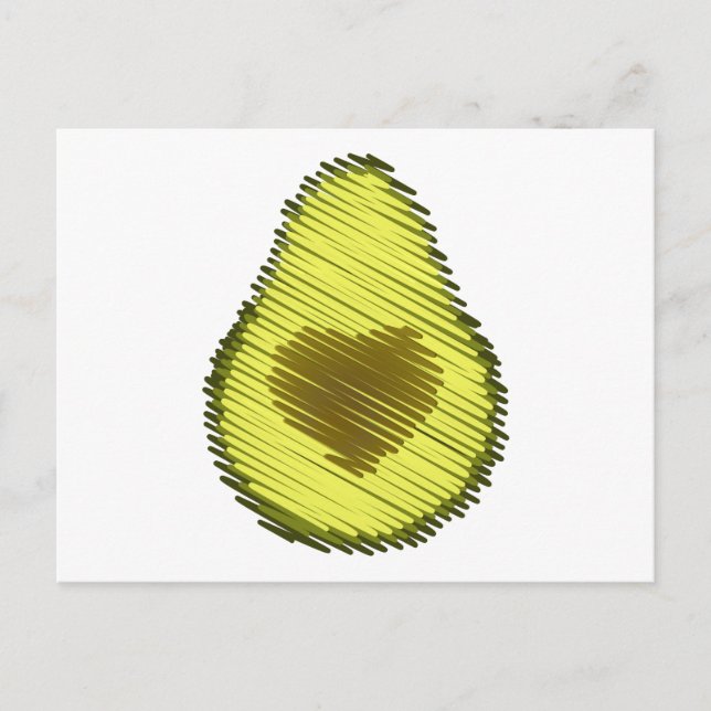Scribbled Avocado Liebe Feiertagspostkarte (Vorderseite)