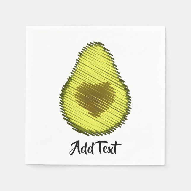 Scribbled Avocado Liebe Serviette (Vorderseite)