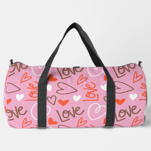 Scribbled Liebe Hearts Duffel Bag Duffle Bag