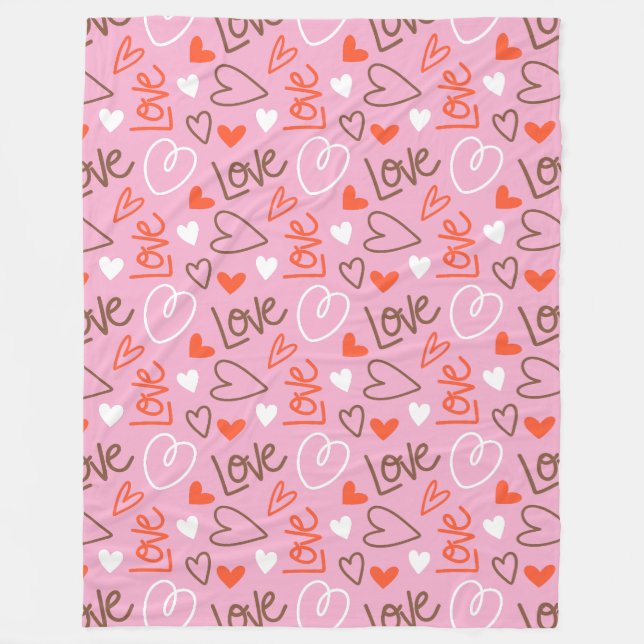 Scribbled Liebe Hearts Fleece Blanket (Vorderseite)