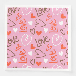 Scribbled Liebe Hearts Paper Napkin Serviette
