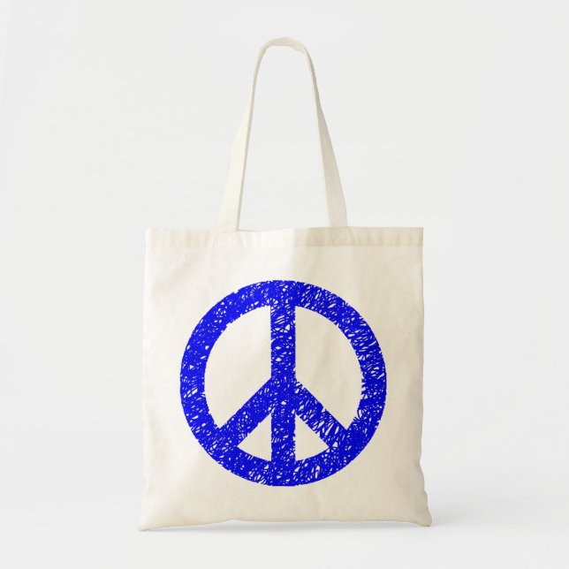 Scribbled Peace Symbol - Blau Tragetasche (Vorne)