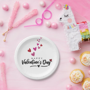 Scribbled Red Pink Hearts Skript Valentinstag Pappteller
