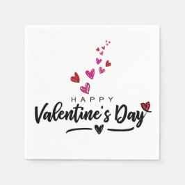 Scribbled Red Pink Hearts Valentine's Day Script Serviette