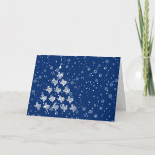 Scribbled Texas Christmas Tree on Blue Feiertagskarte
