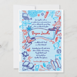 SCRIBBLES auf NOTEPAPER BAT Mitzvah Einladung