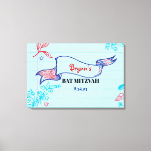 SCRIBBLES auf NOTEPAPER Bat Mitzvah Sign-In Board Leinwanddruck