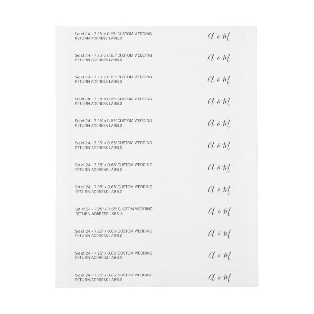 Script 24x Custom DIY Thin Wedding Rücksendeadress (Bogen)