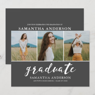 Script 3 Photo Collage Graduation Party Invitation