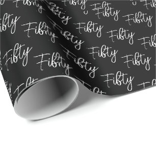 Script 50. Geburtstag schwarz Geschenkpapier