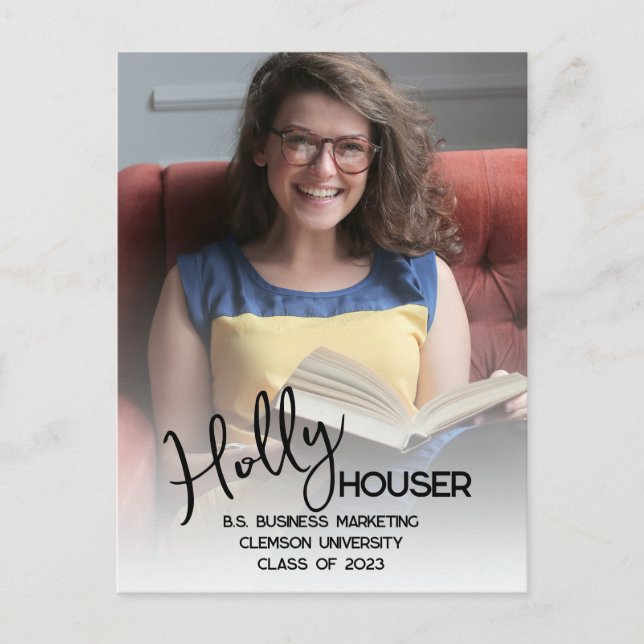 Script 5 Foto Abschluss Ankündigung Postkarte (Vorderseite)