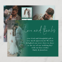 Script 6 Photos Wedding Love Thanks Emerald Green Karte