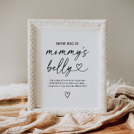 Script Baby Dusche wie groß ist Mama's Bauch-Zeich Poster