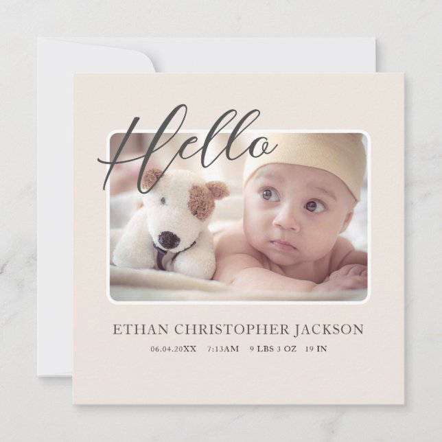 Script Baby Photo Faire-part de naissance moderne (Devant)