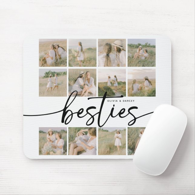 Script Besties Photo Collage Personalized Mousepad (Mit Mouse)
