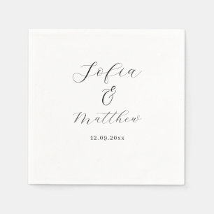 Script Black and White Wedding Serviette