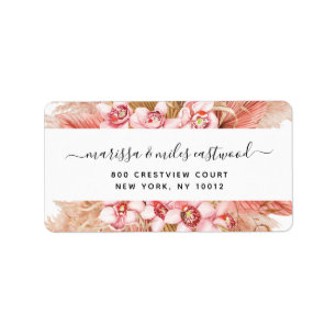 Script Black Roink Floral Rücksendeadresse Adressaufkleber