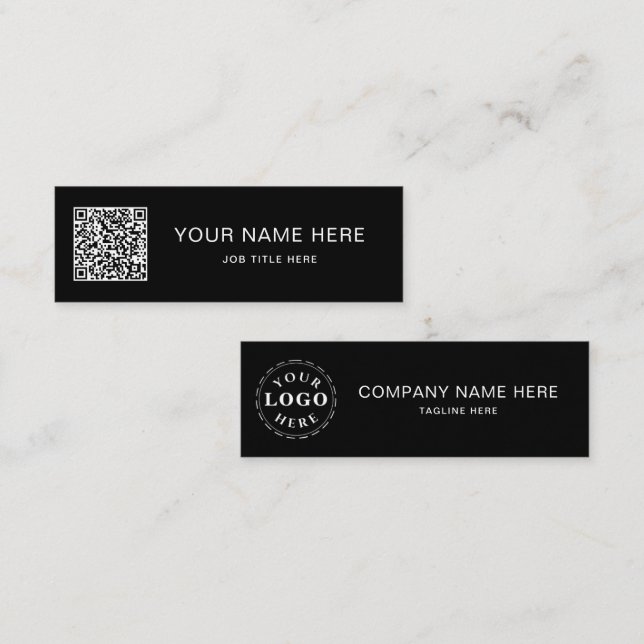 Script blanc QR sur la conception de carte d'appel (Devant / Derrière)