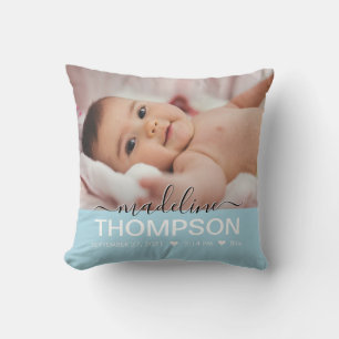 Script Blue Baby Newborn Keepake Name Foto Kissen