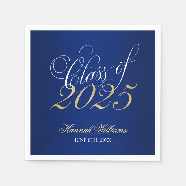Script Blue Gold Class 2025 Abschluss Serviette (Vorderseite)