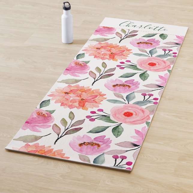 Script Blumendruck Peach Blush Pink Yoga Mat Yogamatte (Beispiel)