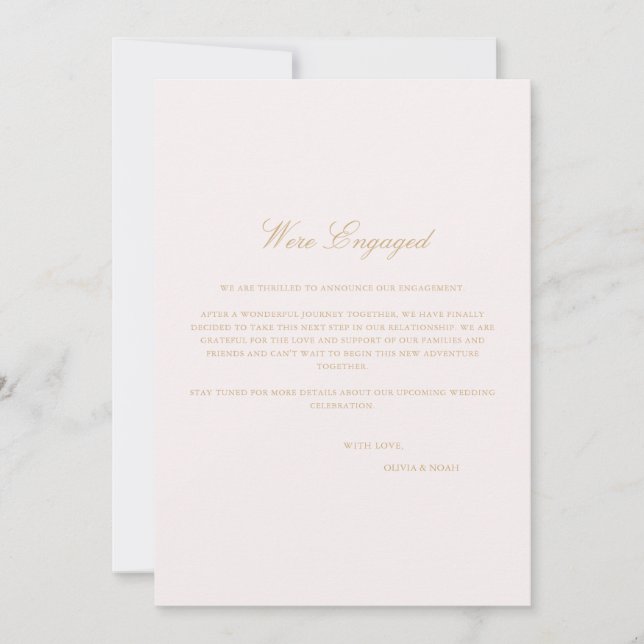 Script Blush Pink Verlobung Announccard Ankündigung (Vorderseite)