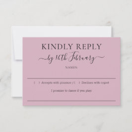 Script Blush Pink Wedding Kindly Reply RSVP Karte