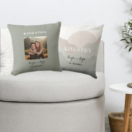 Script Boho Watercolor Mountain Keepsake Pillow Kissen