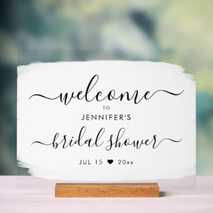 Script-Brautparty Willkommen Schwarz Farbe Weiß Acrylschild