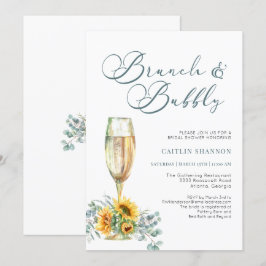 Script Brunch und Bubbly Sunflower Brautparty Einladung