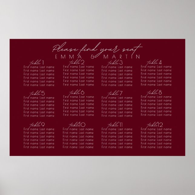 Script Burgundy Mariage - Tableau de sièges (Devant)