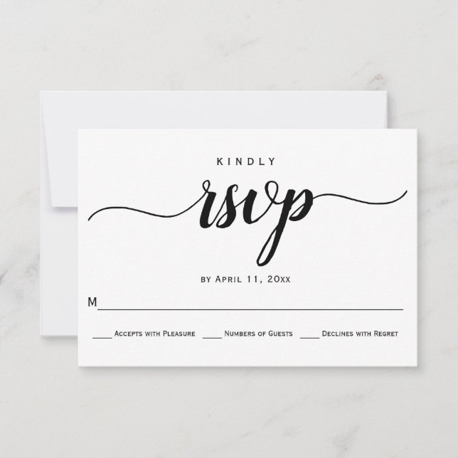 Script calligraphie mariage élégant carte RSVP (Devant)