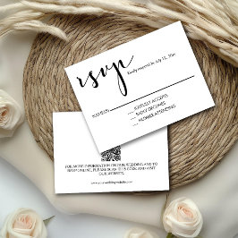 Script Calligraphy Black and White RSVP Karte