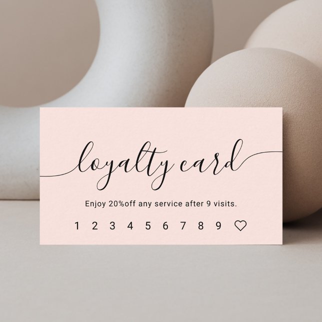 Script Calligraphy Blush Pink Loyalty Card Treuekarte (Von Creator hochgeladen)