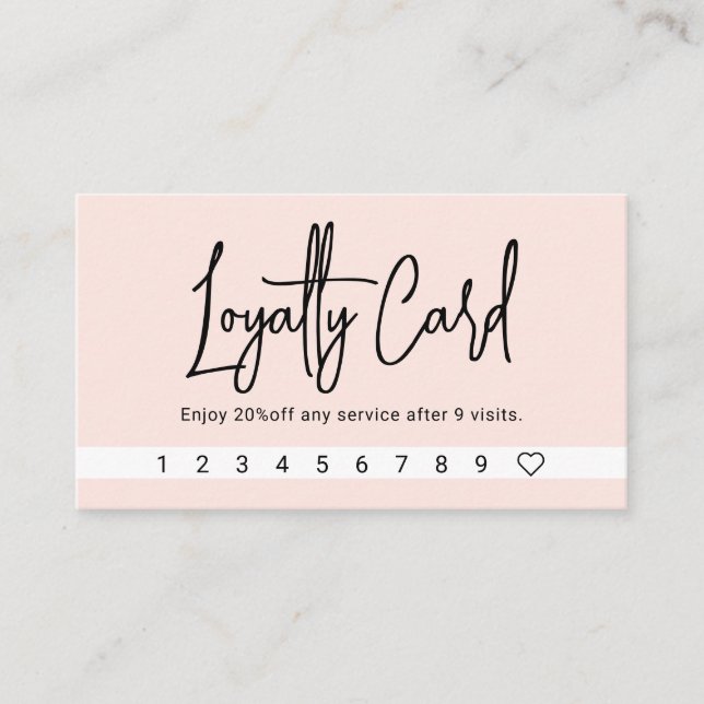 Script Calligraphy Blush Pink Loyalty Card Treuekarte (Vorderseite)
