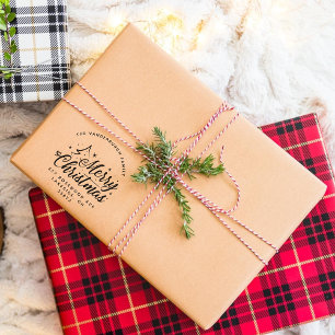 Script Calligraphy Custom Christmas Rücksendeadres Gummistempel