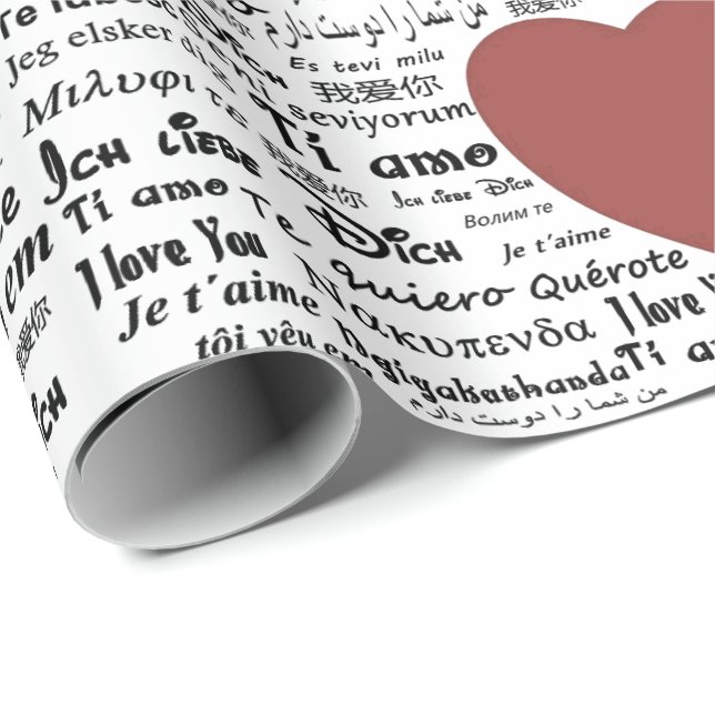 Script Calligraphy I Liebe You All World Languages Geschenkpapier (Rolleneckpunkt)