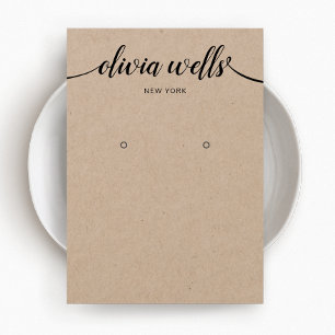 Script Calligraphy Kraft Earring Display Card