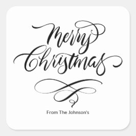 Script Calligraphy Merry Christmas Square Sticker