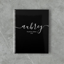 Script Calligraphy Modern Black Planner