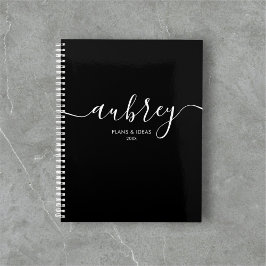 Script Calligraphy Modern Black Planner Planer