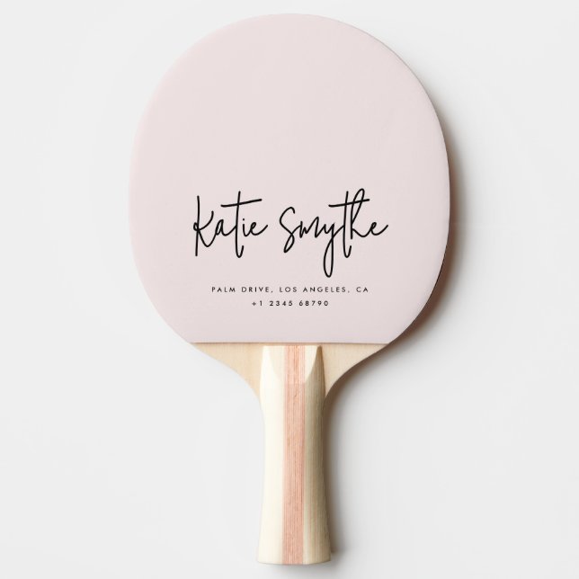 Script Calligraphy Name Minimalistisch Blush Pink Tischtennis Schläger (Vorderseite)