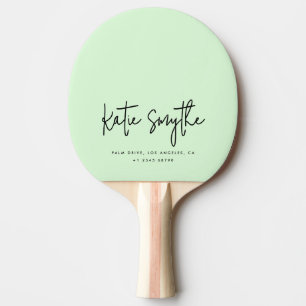 Script Calligraphy Name Minimalistisch Sage Green Tischtennis Schläger