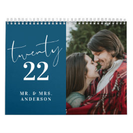 Script Calligraphy Newly Wed Foto Aquamarin Blue Kalender
