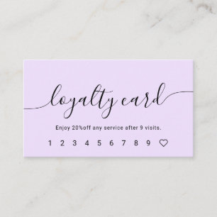 Script Calligraphy Pastel Lila Loyalty Card Treuekarte