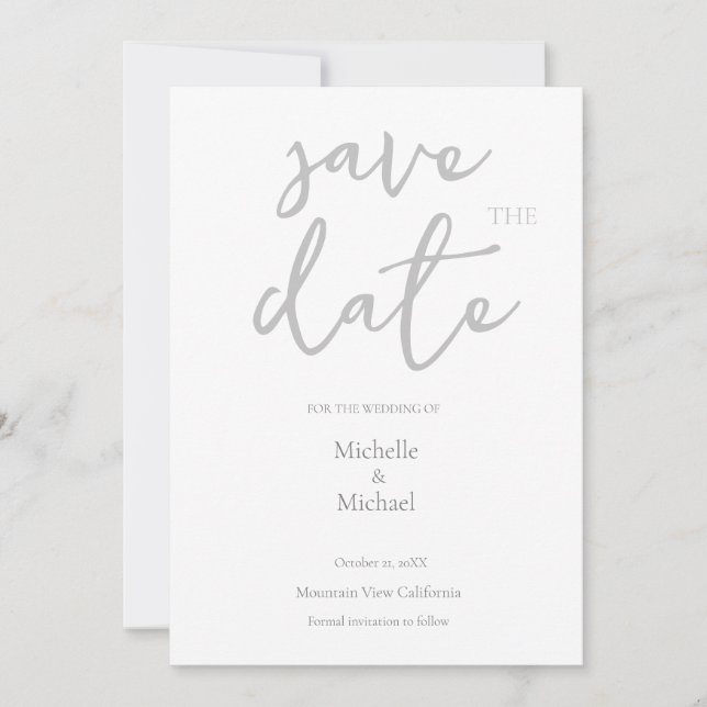 Script Calligraphy Wedding Modern Save the Date Einladung (Vorderseite)