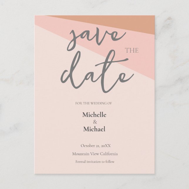 Script Calligraphy Wedding Modern Save the Date Postkarte (Vorderseite)