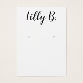 Script Calligraphy White Earring Display Card